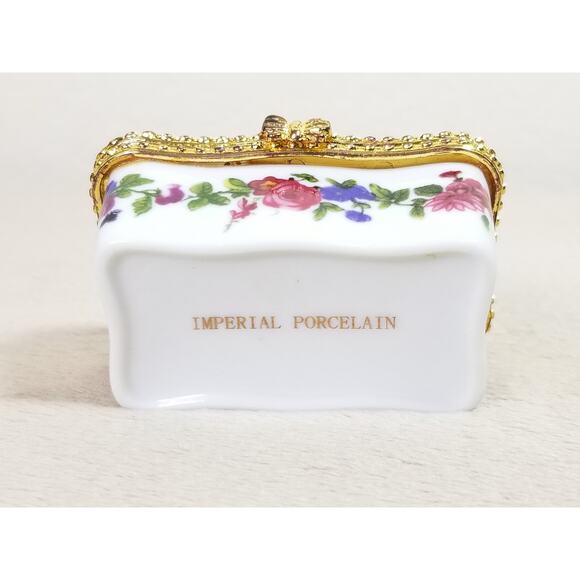 Imperial Porcelain Mini Trinket Box White Psalm 43:3 Bible Verse 2 1/2" Gold Vtg - Picture 7 of 10